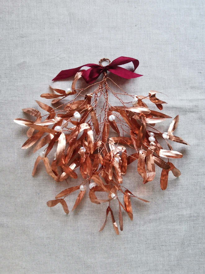 Copper Christmas Mistletoe Decoration