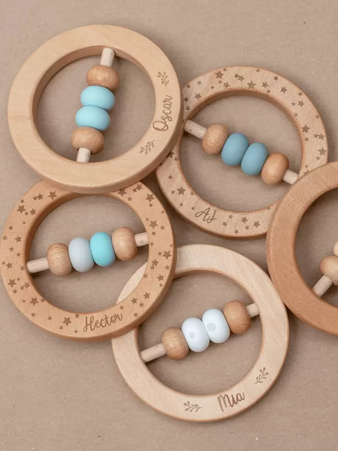 Wooden baby rattles