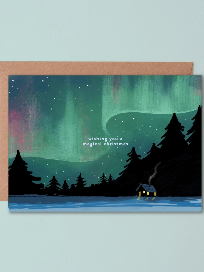 northern lights Christmas Card