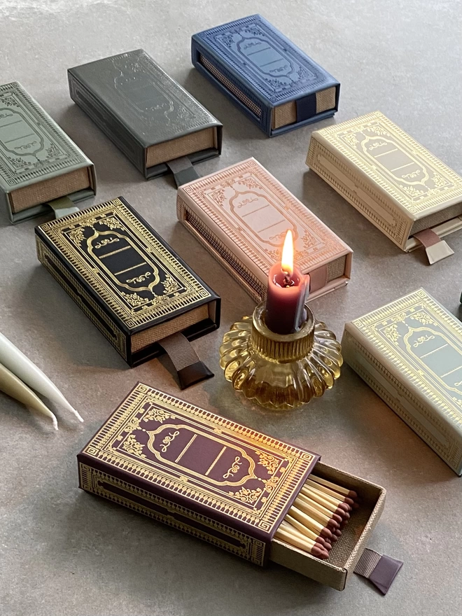 colour options of refillable match boxes