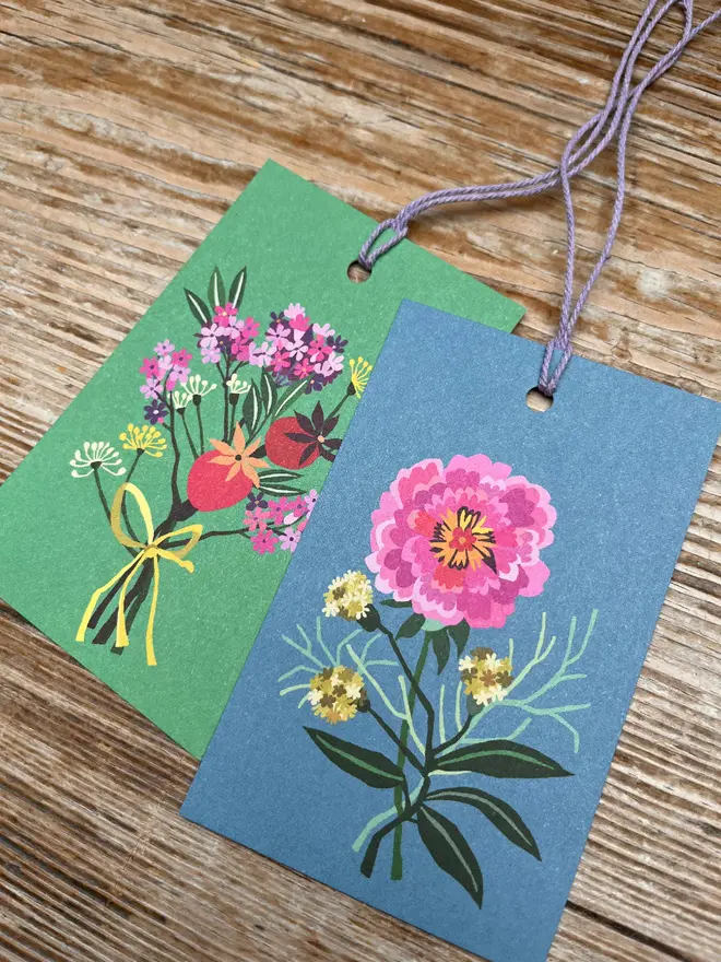 illustrated fleurs floral gift tags