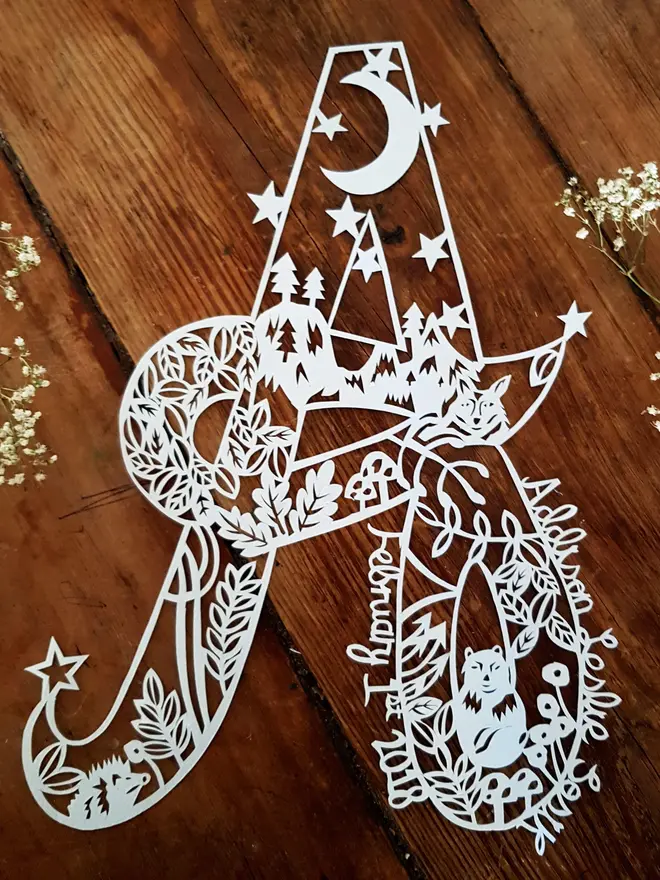 Personalised Woodland Letter New Baby Paper Cut