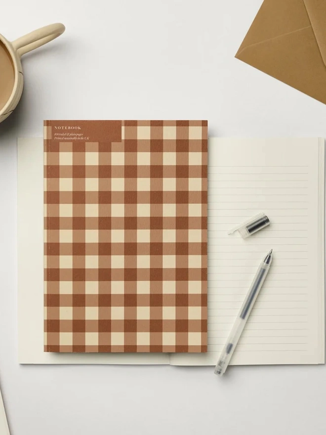 Cinnamon Gingham Notebook