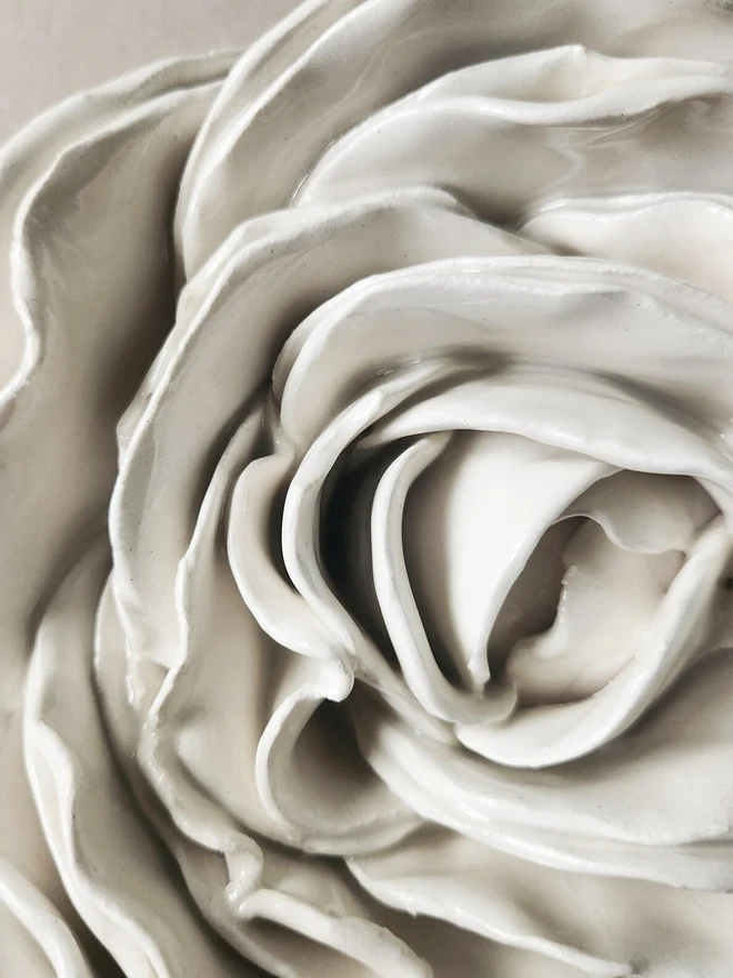 white handmade ceramic rose