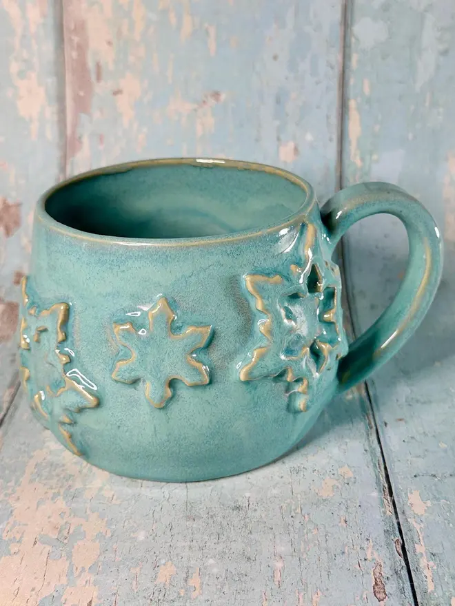 blue snowflake mug