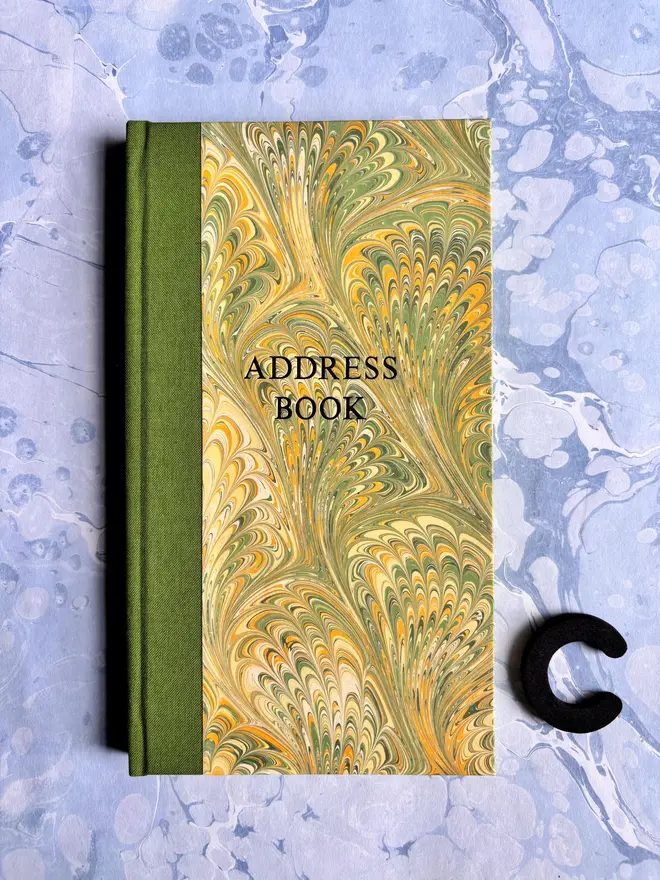 Hand Marbled Slim Address Book Pattern C