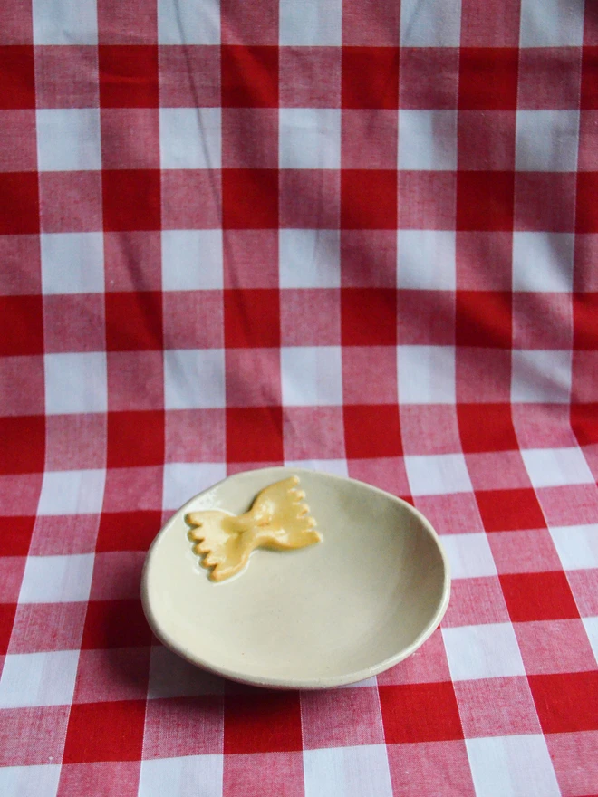 Alice Makes Pottery handmade farfalle pasta trinket dish
