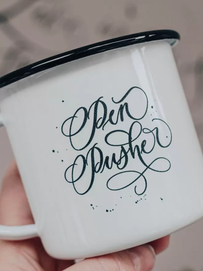 Pen Pusher Enamel Camping Mug