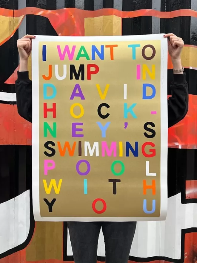 I Want To Jump In David Hockney's Swimming Pool - Gold Print