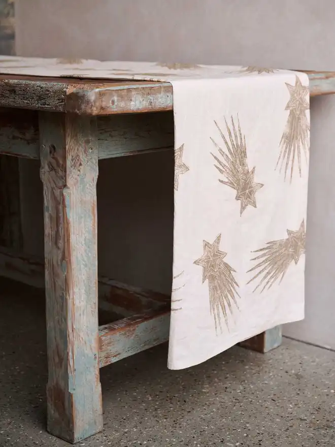 Gold Christmas Star Table Runner