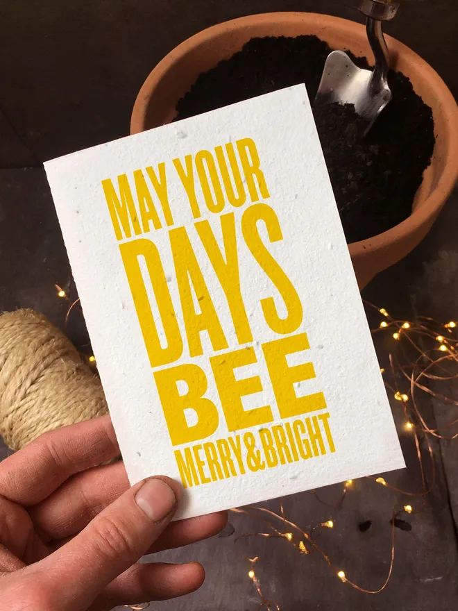 bee merry and bright plantable flower christmas card