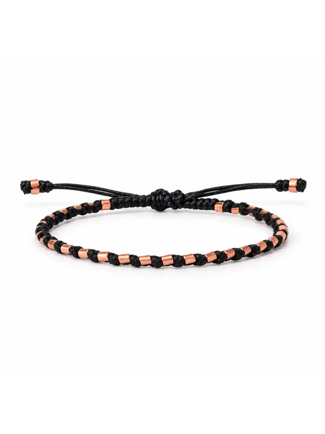 women’s black cord bracelet copper tube beads adjustable handmade London