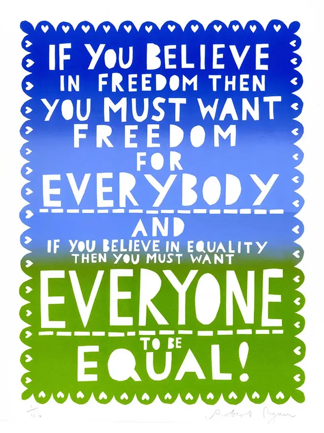 If you believe in freedom... print in blue and green ombre