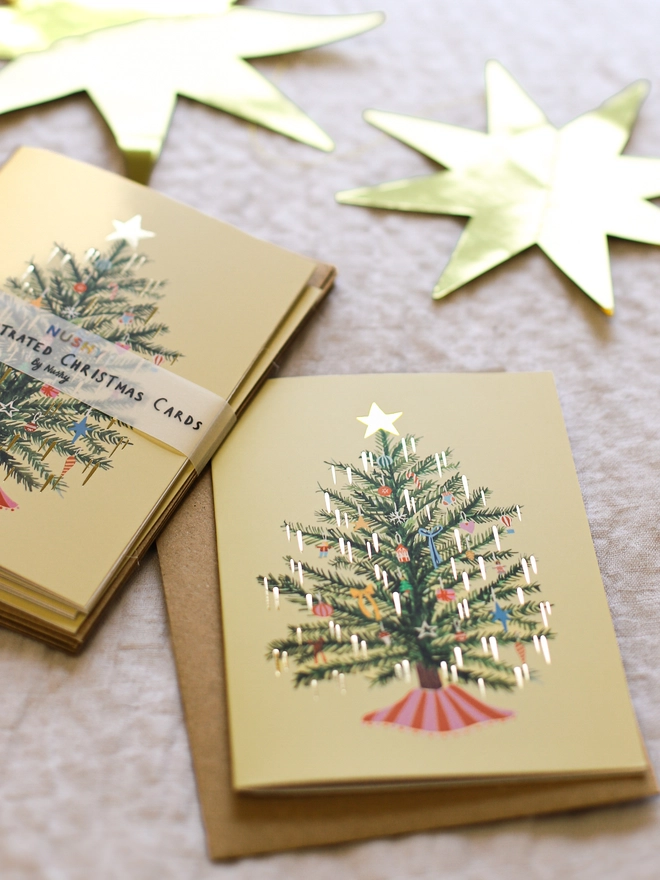 Gold Christmas tree card