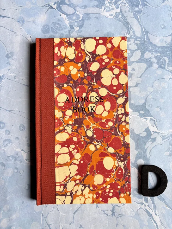 Hand Marbled Slim Address Book Pattern D