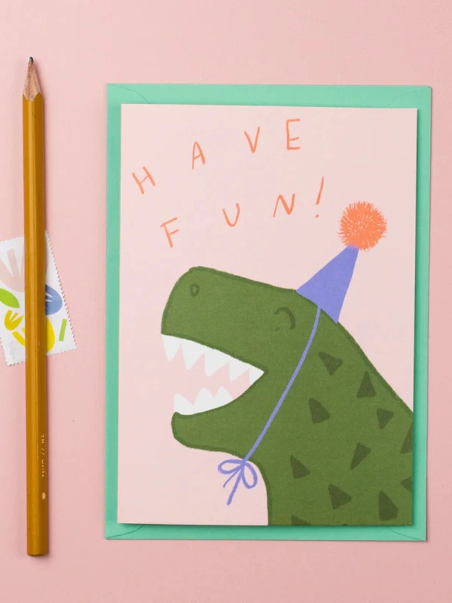 'Have Fun' Dino Celebration Card