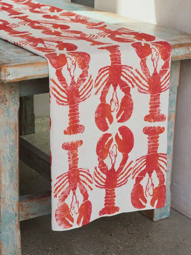 Lobster orange and red table runner