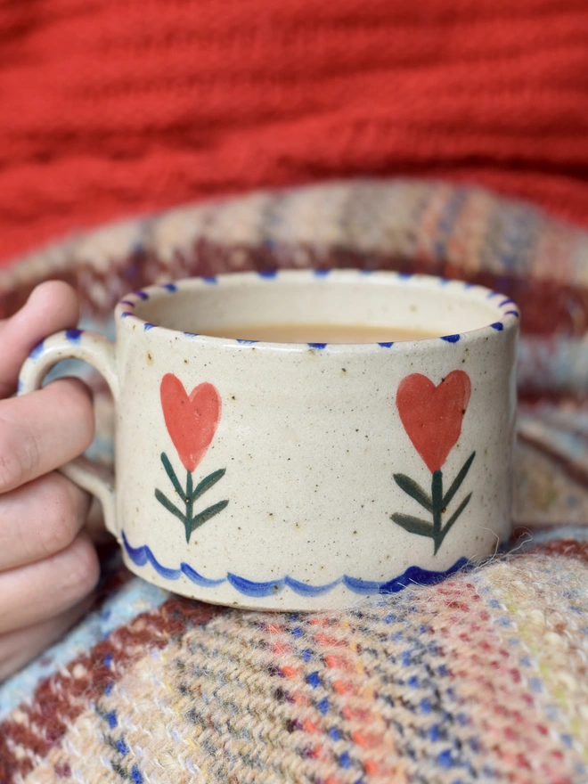 ceramic mug with hearts