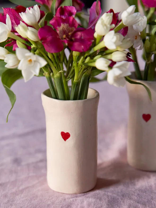 Heart ceramic sweetpea vase