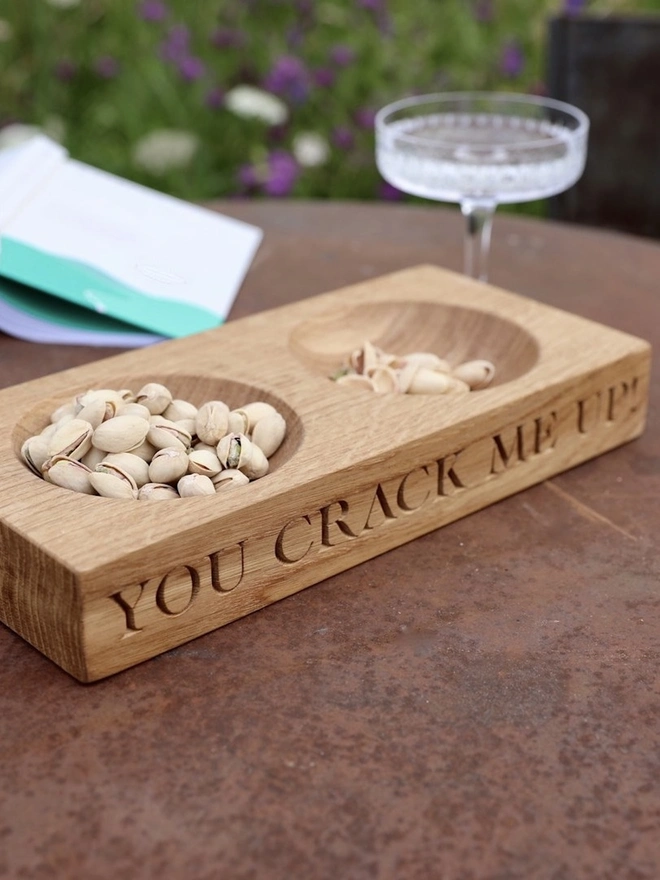 Personalised Oak Pistachios Bowl