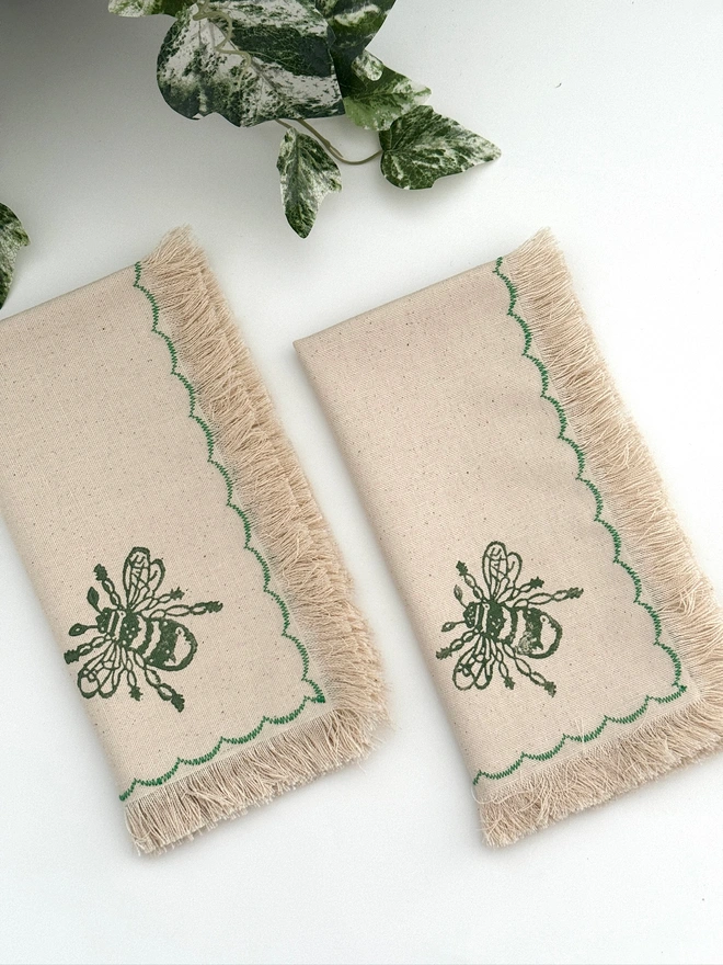 Bee Block Printed Cloth Napkins (Set of 2)