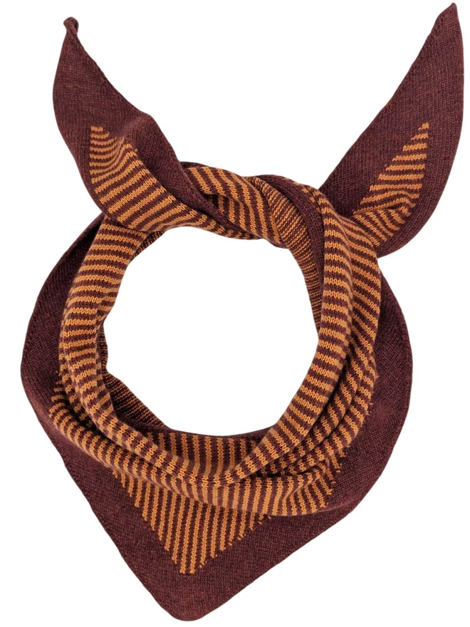 red & rust stripe lambswool triangle scarf