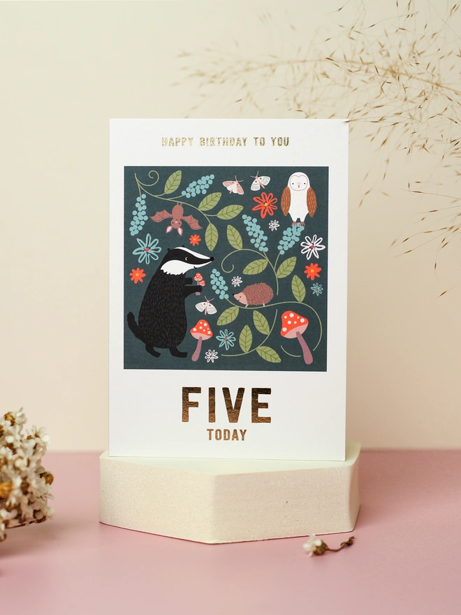 'Happy Birthday To You Five Today' Midnight Birthday Card