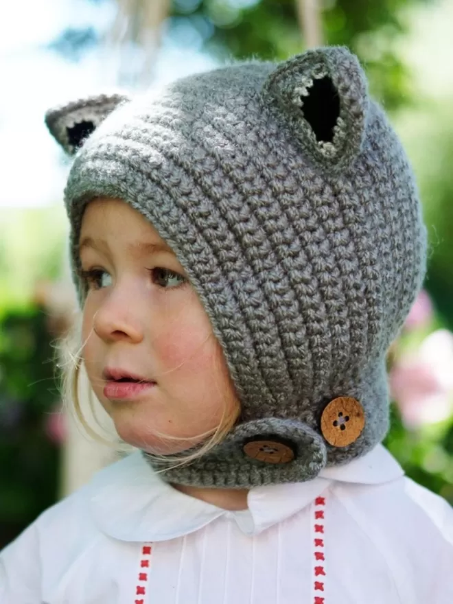 Cat EKA Animal Bonnet seen on a child.