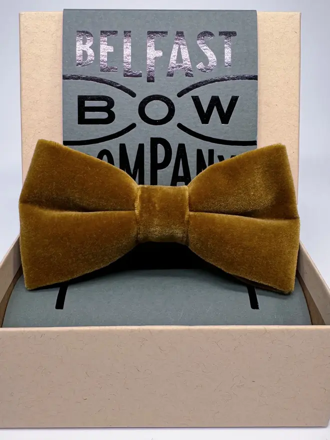 ochre gold velvet handmade bow tie