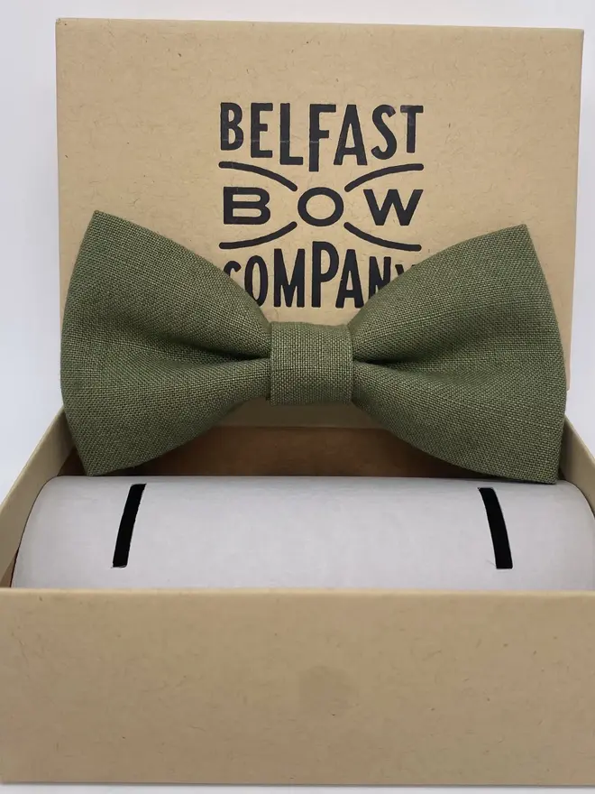 green irish linen bow tie