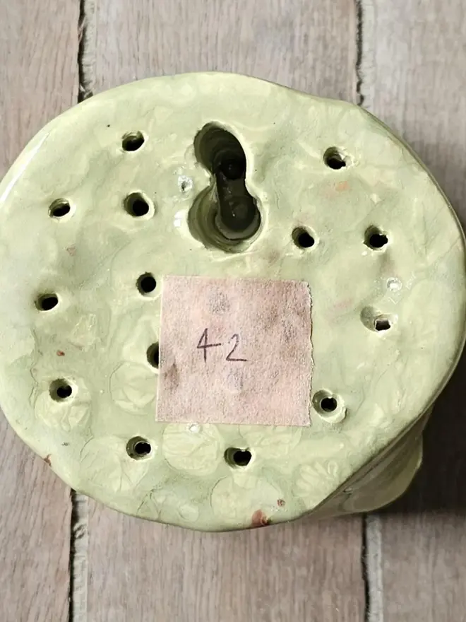 olive green ceramic peony rose flower pottery art decor wall hanging gift 