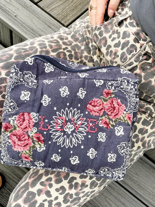  'Love' Bandana Cosmetic Bag