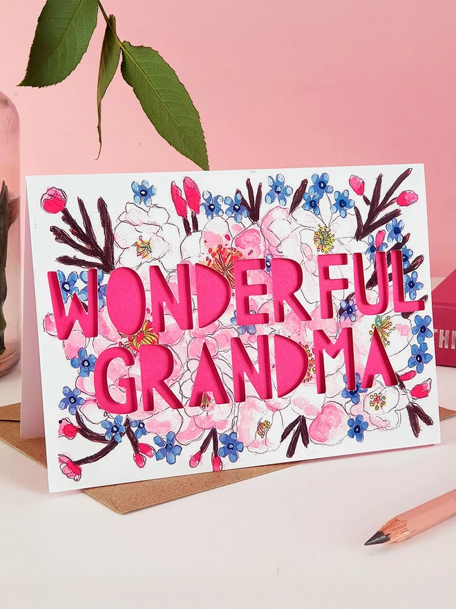Wonderful grandma paper cut card