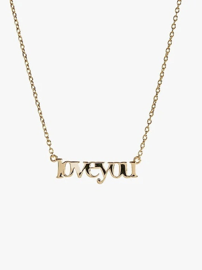 'Love You' Gold Script Necklace