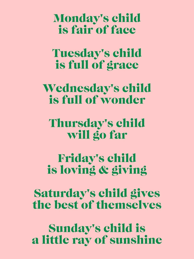 Monday's Child sayings for picture