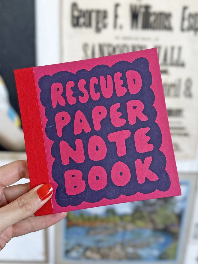 Red rescued paper notebook