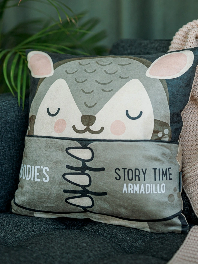 Hug and Fable Armadillo Pocket Story Cushion