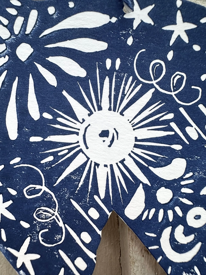 'Twinkle & Flight' Festive Nordic Folk Birds Linocut Garland