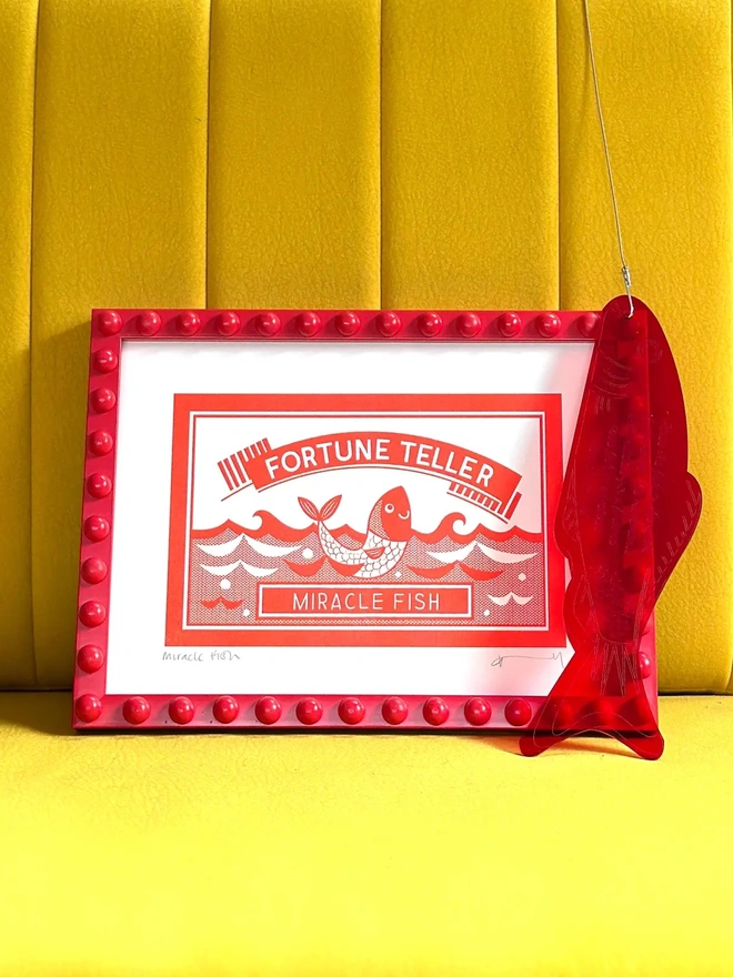 'Miracle Fish' Print And Acrylic Fortune Fish Set