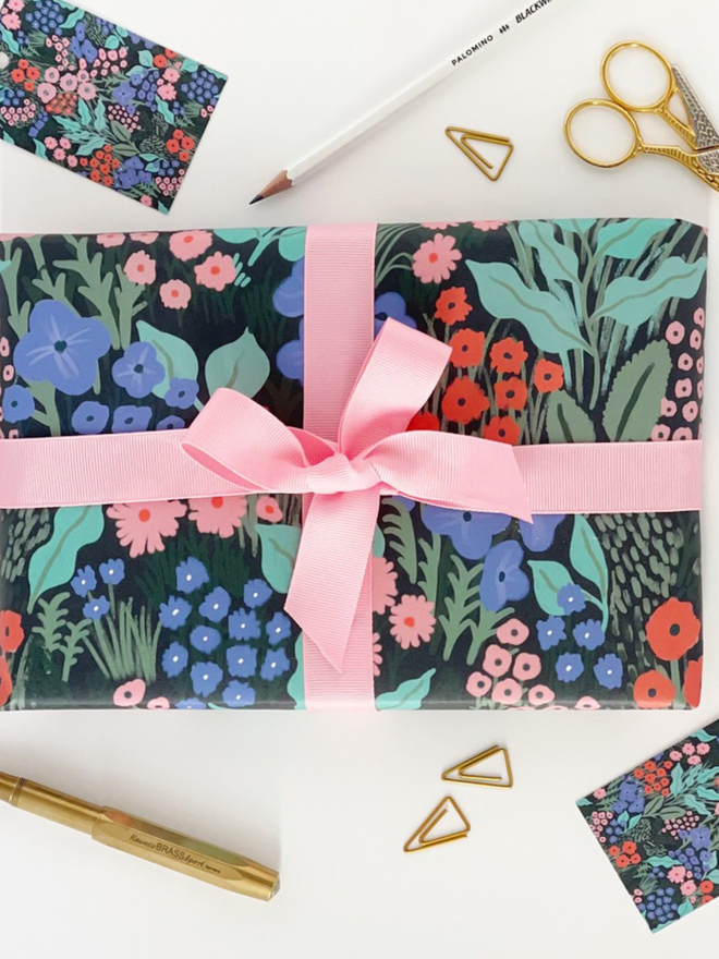 floral wrapping paper gift tags