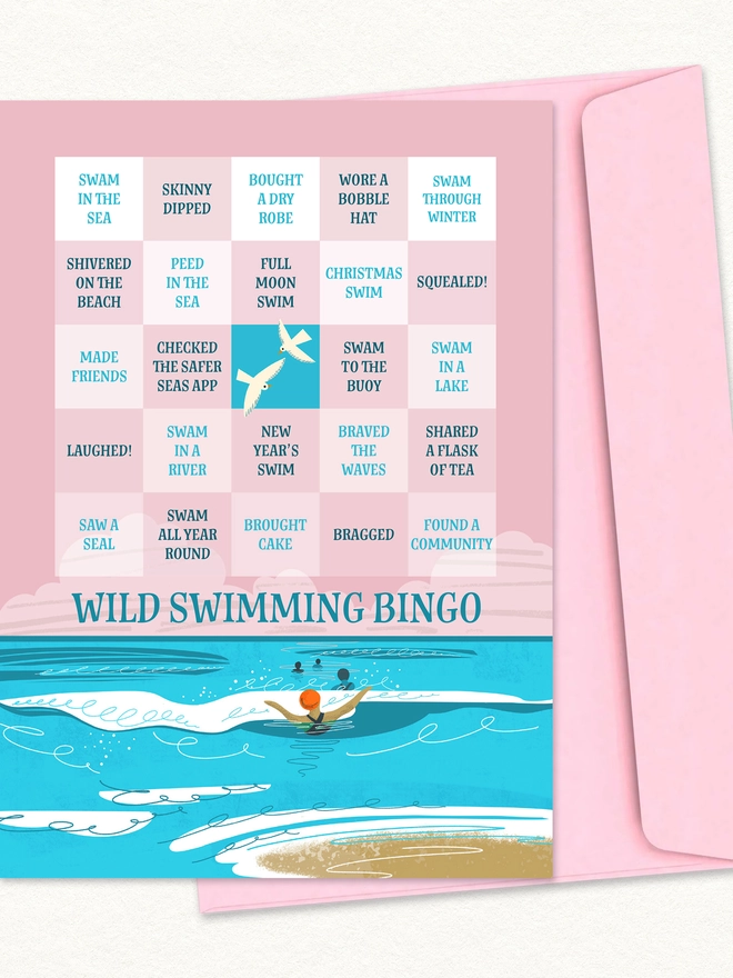 Wild swimming bingo card mini print sea swimming gift cold water swimmer