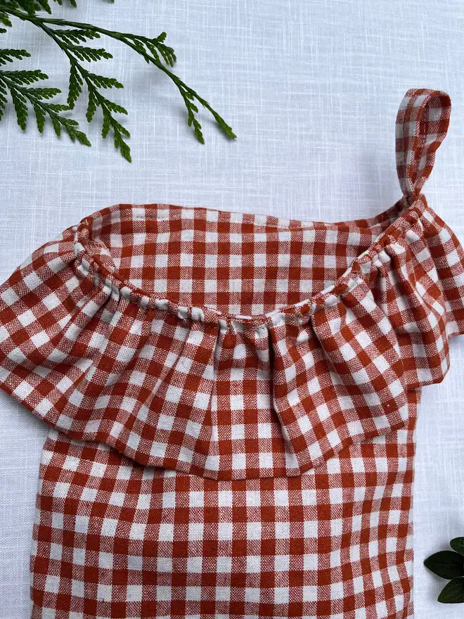 red gingham linen christmas stocking 