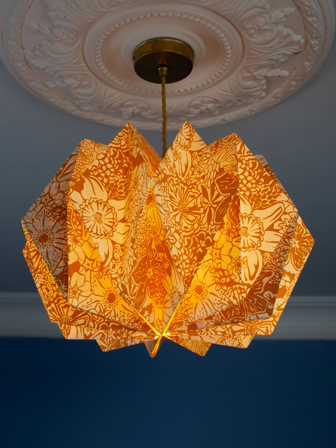 Origami Paper Lightshade Orbit 'Yellow Spring Blooms'