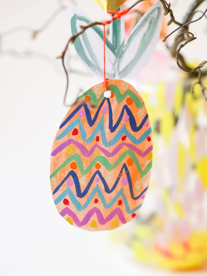 A Spring Tree Mini Art Box painted water-colour egg decorations