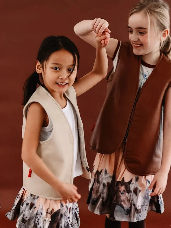 'Hold Ya Horses' Cream Leather Vest