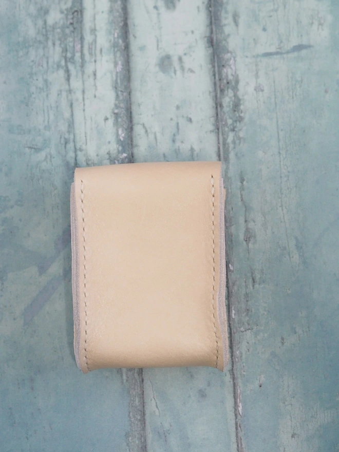 Personalised Leather Double Deck Playing Card Holder. Natural cream case with two packs of playing cards.