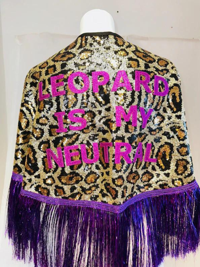 Tinsel leopard print cape