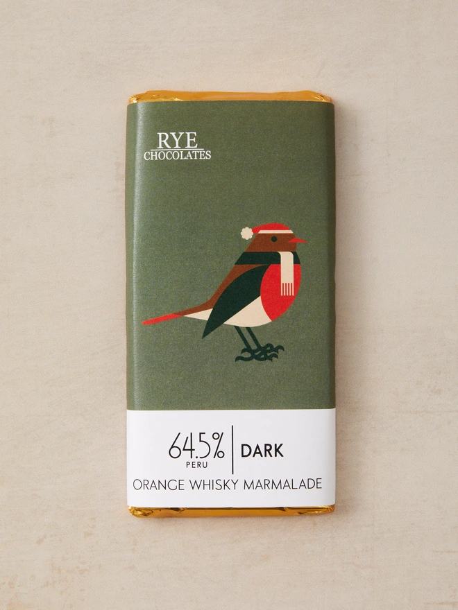 Orange Whisky Marmalade Dark Chocolate Bar - 64.5% Peruvian