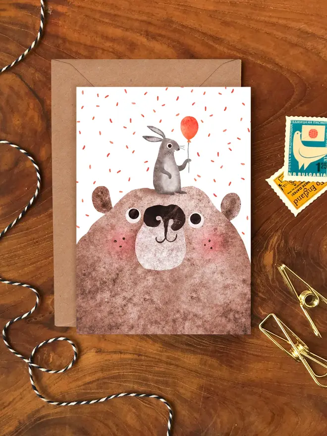 bear bunny birthday cards pack