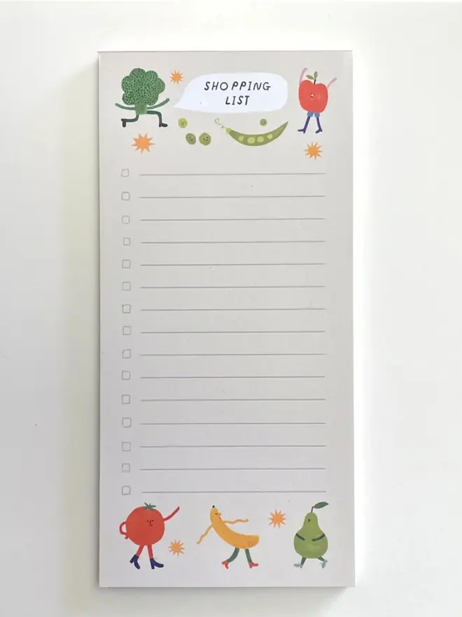 Fruit & Veg Shopping List, against a white background. 